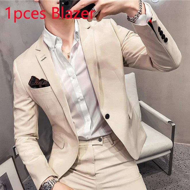 25 Colors 1 Pcs Blazer No Pants S-7XL New Wedding Dress Formal Business Slim Mens Suit Jacket Plaid Striped Solid Color