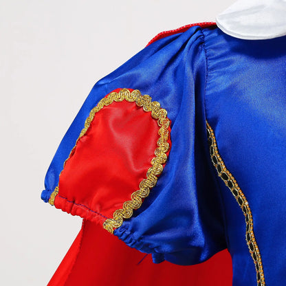 Summer Deluxe Princess Snow White Gown with Cape Girls Fairy Kids Cosplay Costume Toddler Carnival Apparel Halloween Dress up