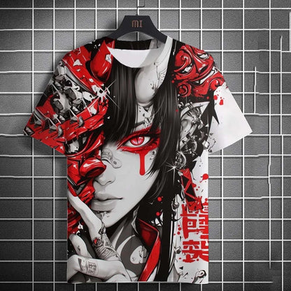 Men's T-shirt Cartoon Sexy samurai Women graphic T shirts Summer Casual harajuku streetwear 3D Printed Hip Hop Unisex Tops