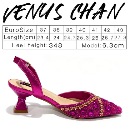 New Itlian Design Blue Color Rhinestone High Heel Shoe And Bag Fashion Style Pointed-Toe Shoes For Comfort Included Women Shoes