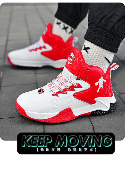 Children Basketball Shoes for Boys Girls Kids Teenagers Breathable Non-slip Lace Up Indoor Outdoor Training Sneakers Tennis Shoe
