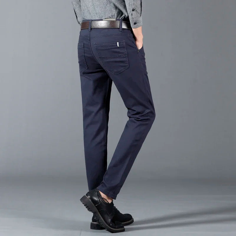 6 Color Men's Classic Solid Color Summer High Quality Thin Casual Pants Business Fashion Stretch Cotton Slim Brand Trousers Male