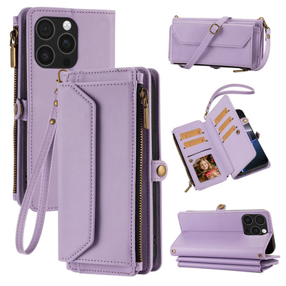 Multi-Card Slot Wallet-Style Phone Case (Long Strap + Short Strap) for iPhone 17/16/15/14/13/12/11 Pro Max Protective Set with Coin Pocket, Crossbody Strap, Anti-Drop Faux Leather Case