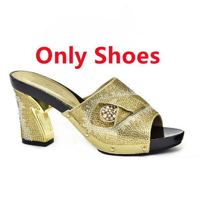 Italian Matching Shoes and Bag Set Decorated with Rhinestone African Shoes and Bag Set for Wedding High Quality Shoes Bag