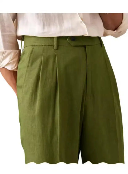 Premium Men's Pants Pleated Wide-Leg Dress Chinos Business Daily Office Versatile Formal Casual Trousers Banquet Wedding Summer