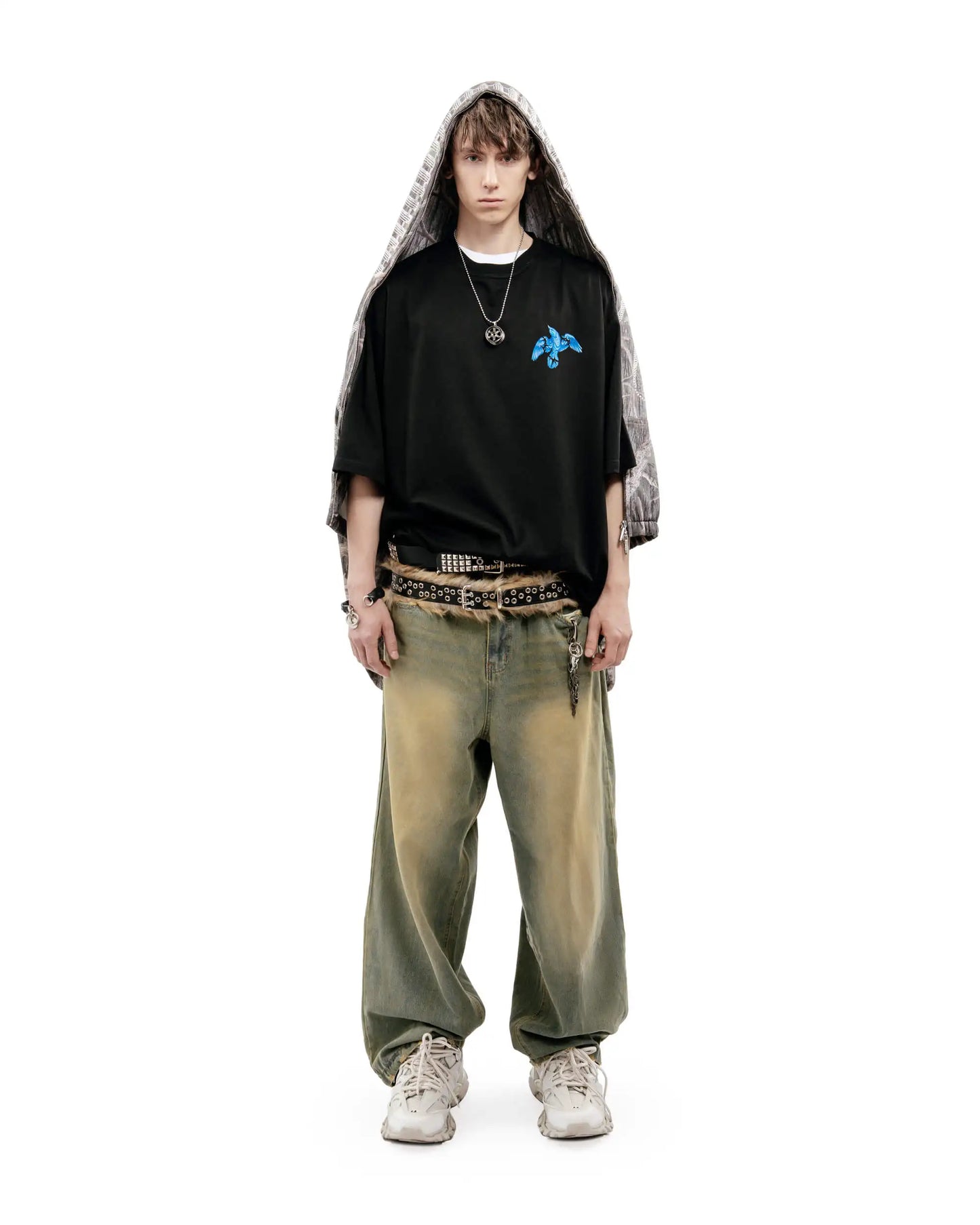 Harajuku Oversized Streetwear Men's Clothing The Bright Side Graphic Print Tshirt Cotton Hip Hop Punk Short Sleeve Tops Goth Y2k