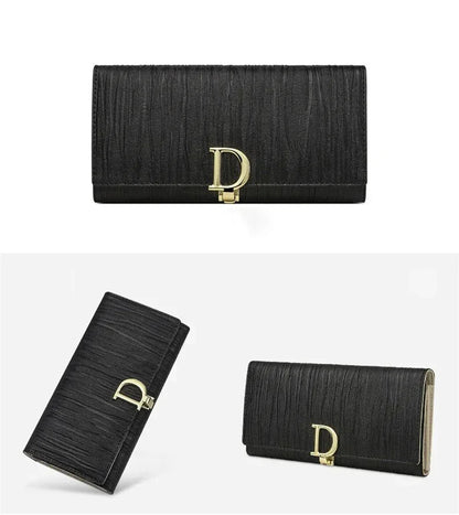 Fashion Women Long Wallets Female Long Phone Purse Luxury Genuine Leather Ladies Card Holder Stripe Wallet Cartera De Mujer