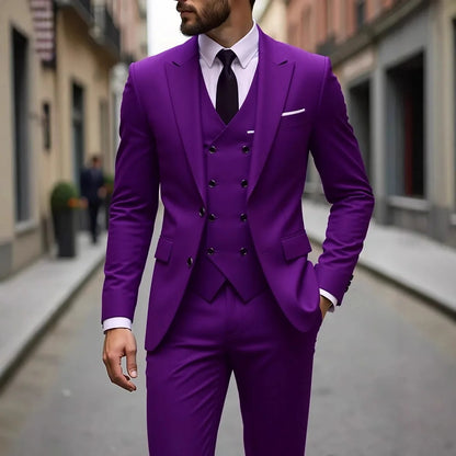 Four Seasons Wedding Groom Suit Big Size Business Formal Slim Fit Korean Style Three Piece Set Mens Tuxedo