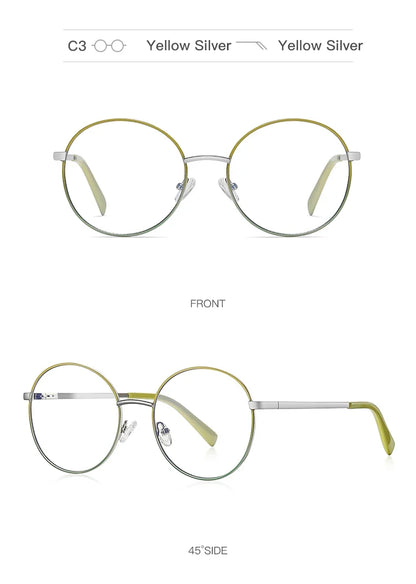 Retro Round Myopia Prescription Glasses Hyperopia for Women Reading CR39 Anti Blue Light Optical Eyeglasses Frame PFD3082