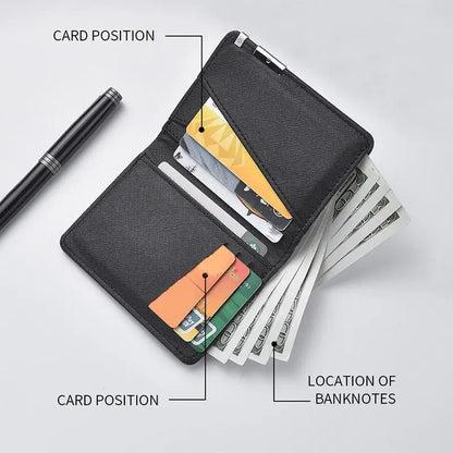 Black Faux Leather Slim Wallet with Multiple Card Slots Business Style for Men Perfect for Business Meetings