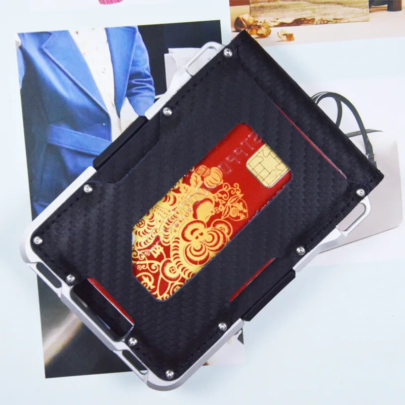 leather Credit Card Holder Wallets Men Brand Rfid Black brown Magic mutifunciton  Slim Mini Wallet Small Money Bag Male Purses
