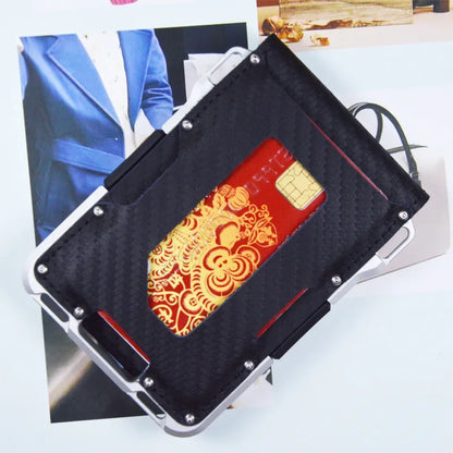 leather Credit Card Holder Wallets Men Brand Rfid Black brown Magic mutifunciton  Slim Mini Wallet Small Money Bag Male Purses