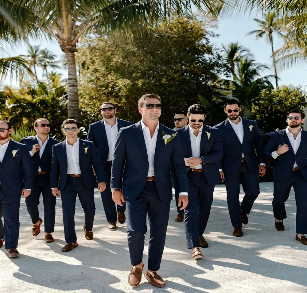 Beige Linen Wedding Suits for Groomsmen 2 Pieces Summer Men Suits Lightweight Breathable Blazer Pants Set Slim Fit Formal Outfit