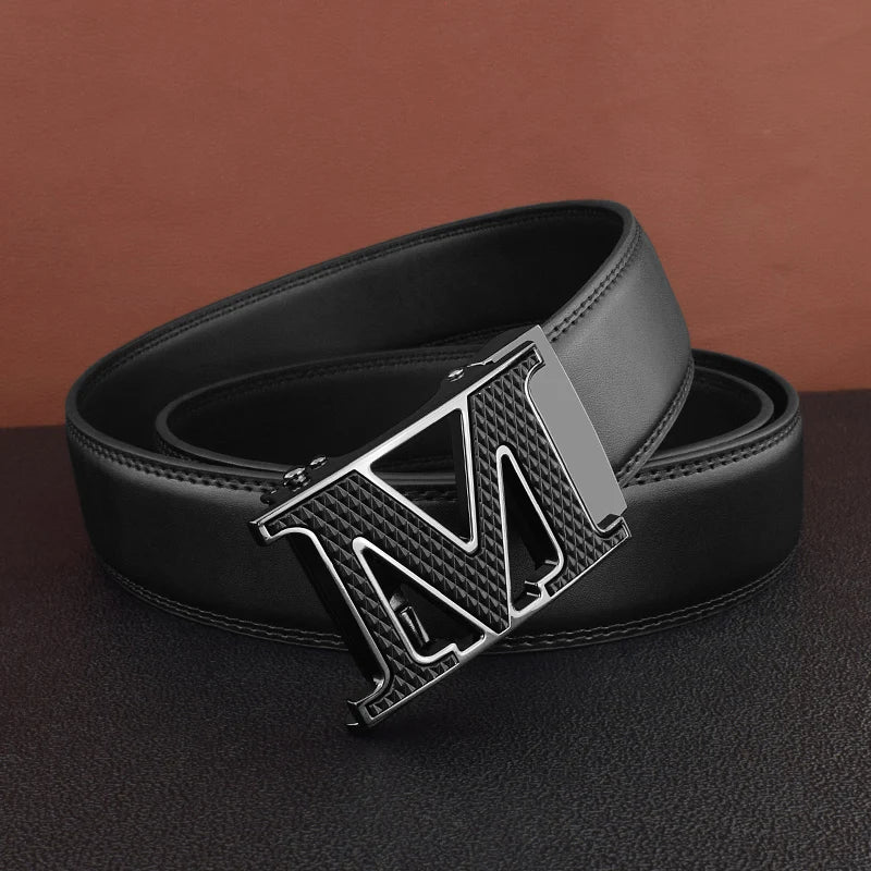 M letter Men Designer Belts High Quality White Luxury Brand Belt Automatic Buckl Cowskin Casual Waist Strap Ceinture Homme