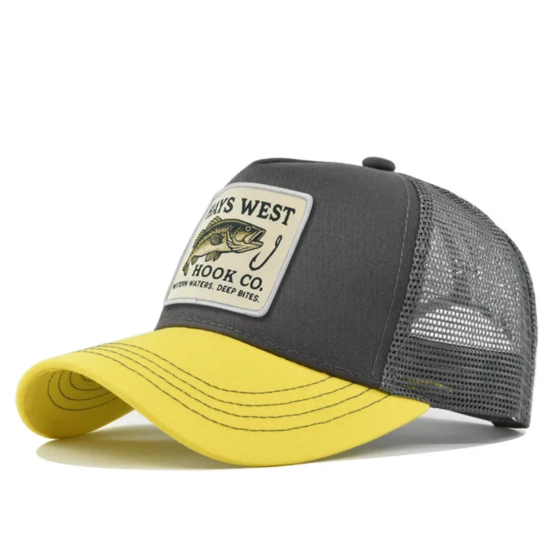 High Quality Fishing Embroidery Baseball Cap for Men Women Outdoor Fishing Snapback Mesh Hat Breathable Sunshade Dad Trucker Hat