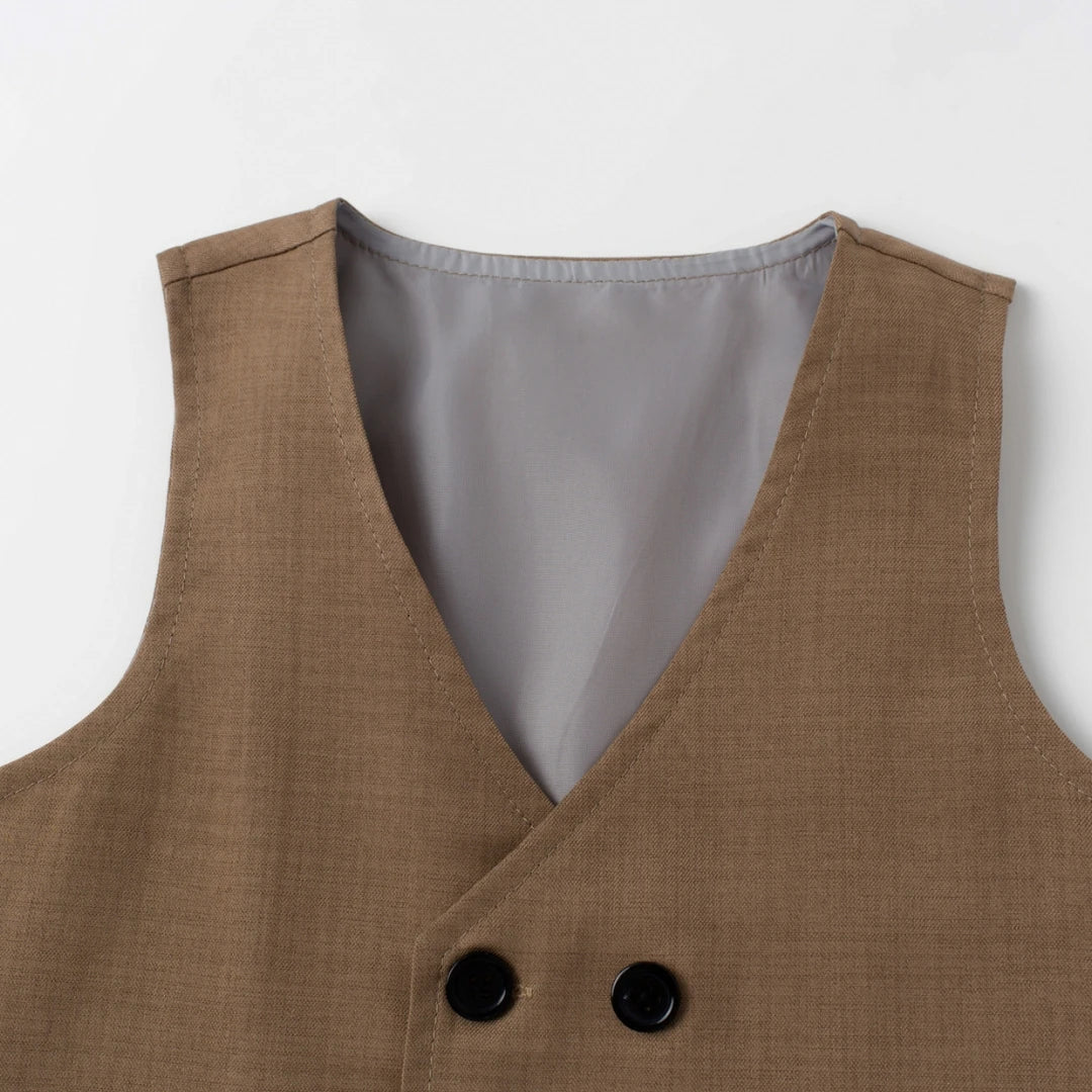 1-6 Years Formal Gentleman Vest Suit for Baby Boys Spring Autumn Kids Birthday Anniversary Clothing Sets Children Party Clothes