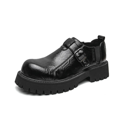 Thick Bottom Leather Mens Dress Shoes Lace-Up Formal Male Casual Shoes Street Style Business Shoes Non-slip Man Oxfords Footwear