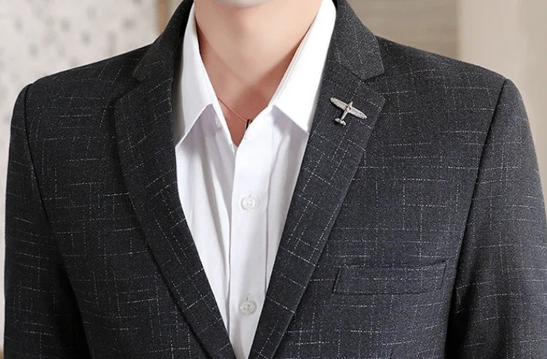 Fashion New (Suit + Trousers) Boutique Business British Dress Casual Party Slim Trend Handsome Two-Piece Suit