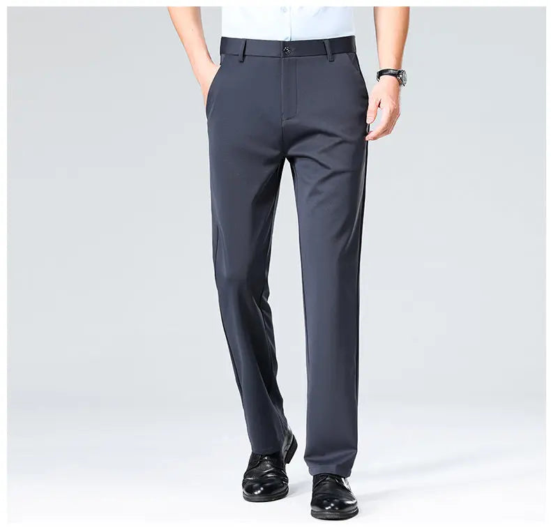Men's Stretchy Casual Pants Business Suit Pants Spring Summer Breathable Dress Pants Full Length Homme Work Trousers