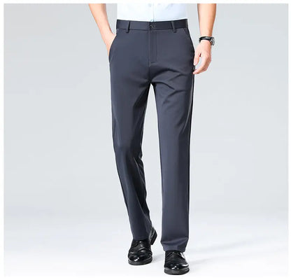Men's Stretchy Casual Pants Business Suit Pants Spring Summer Breathable Dress Pants Full Length Homme Work Trousers
