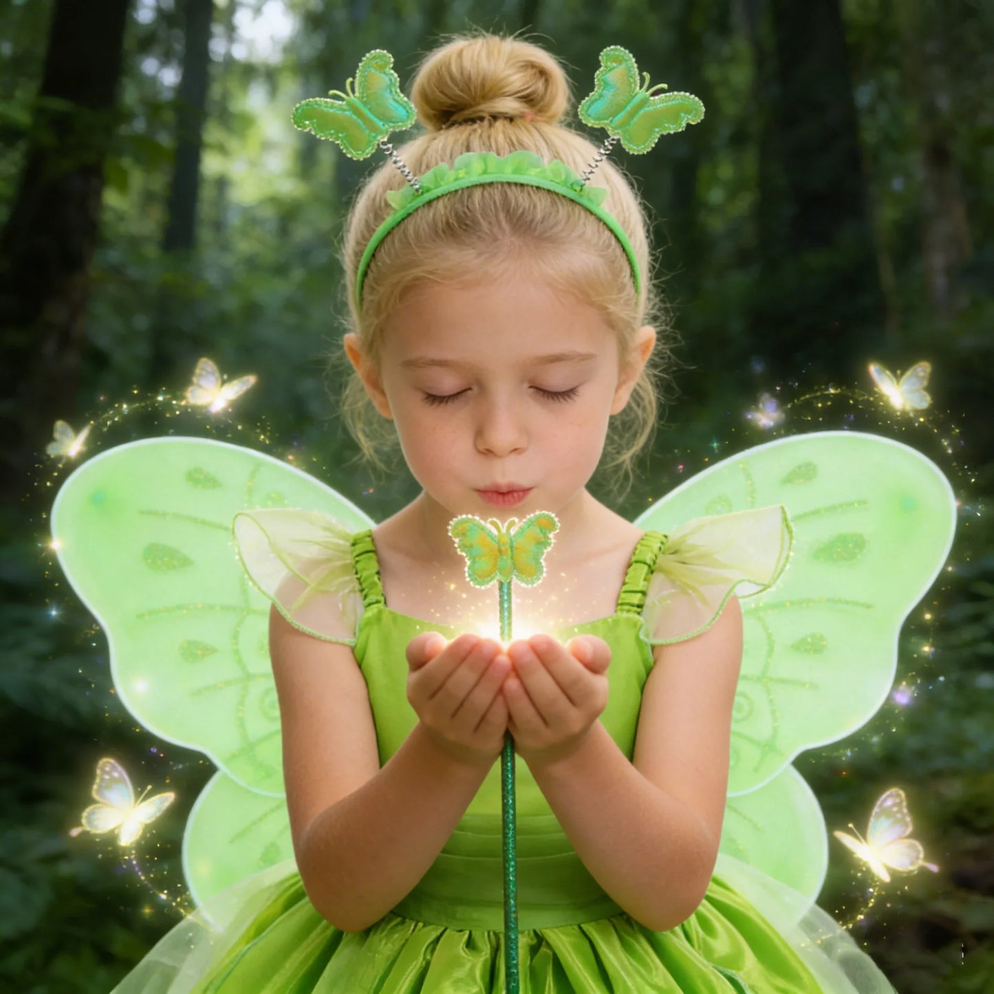Childern Flower Fairy Dress Up Girls Princess Dress With Wings Halloween Elves Costume Carnival Party Tinkerbell Bell Dress