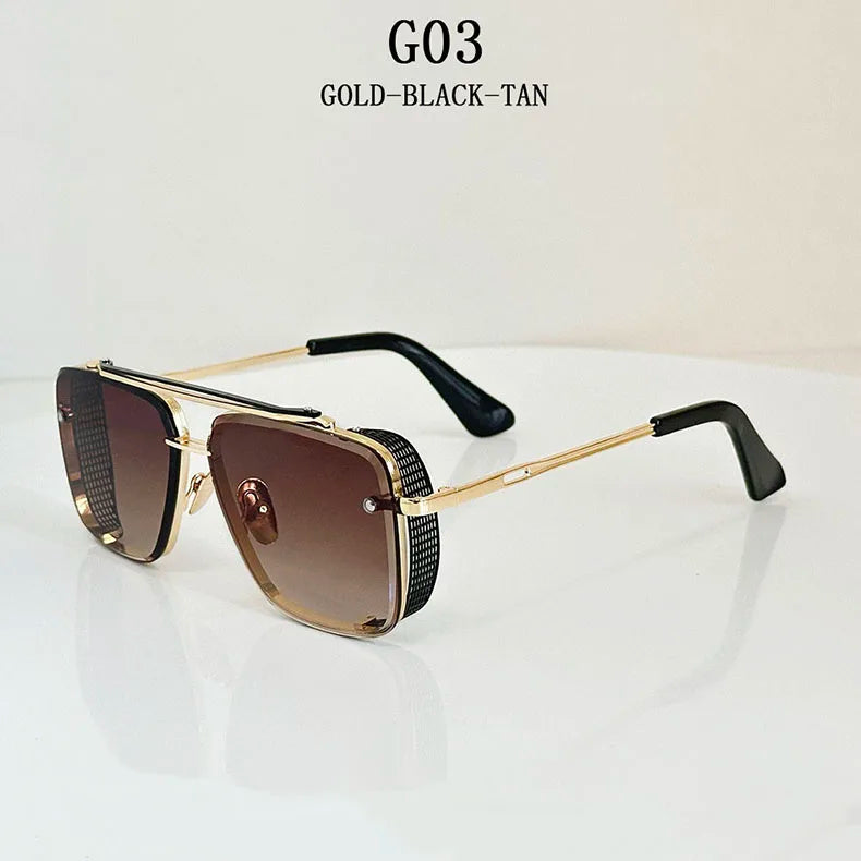 Metal Punk Sunglasses For Men Vintage Square Fashion Glasses 2024 Vacation Sunglasses Women Trendy Gafas De Sol Hombre Zonnebril