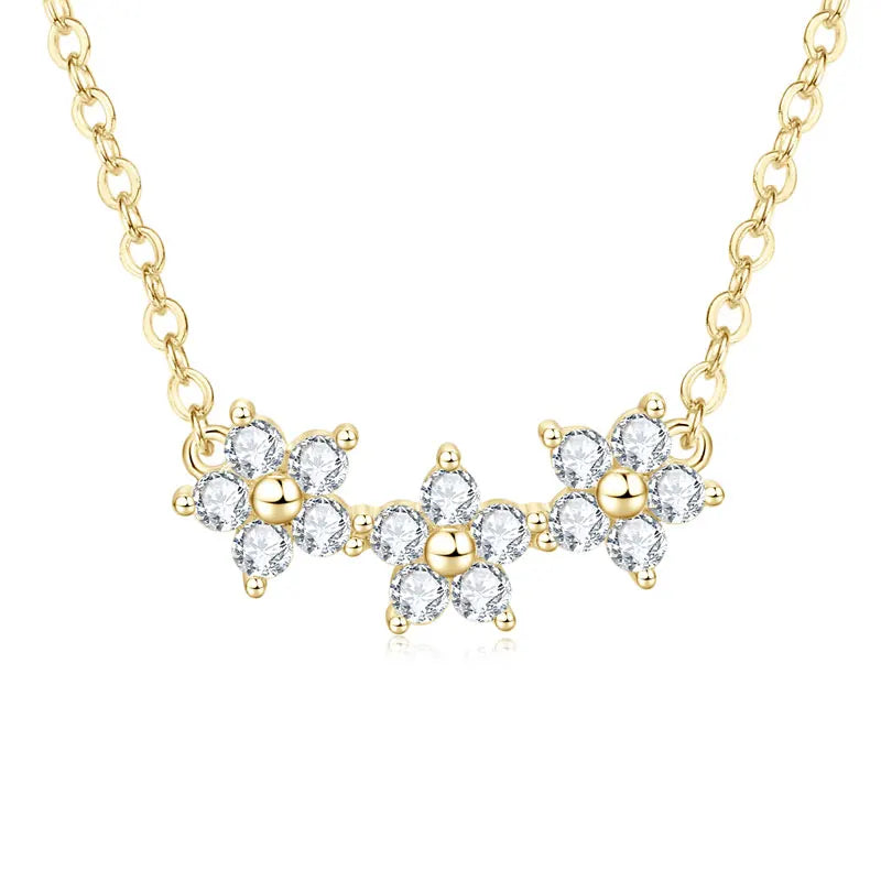 GRA Certified D VVS1 Moissanite Diamond Sweet Mini Flower Pendant Necklace for Women Chain Neck Jewelry Gifts Collares