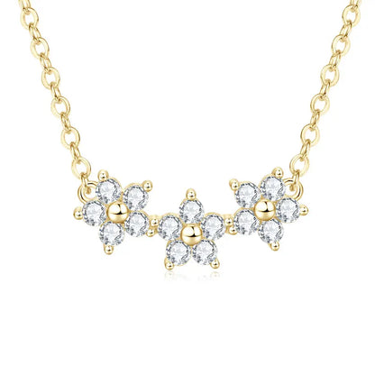 GRA Certified D VVS1 Moissanite Diamond Sweet Mini Flower Pendant Necklace for Women Chain Neck Jewelry Gifts Collares