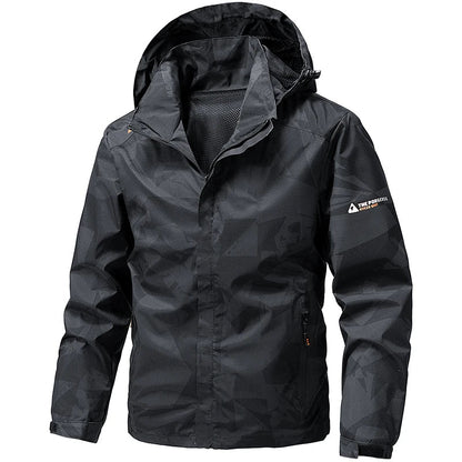 Softshell Outdoor Jacket Men Zip Up Hooded Waterproof Jacket Hiking Camping Windbreaker Lightweight Spring Autumn Coats