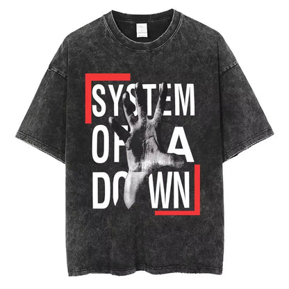 System of A Down Toxicity Album Graphic Washed T-shirts Men Women Rock Oversized T Shirt Male Vintage Alternative Metal T-shirts
