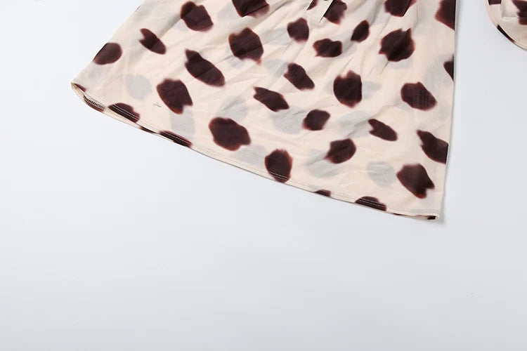 Music Festival Silk Scarf Strap Patchwork Dress Women Sexy Single-Breasted Full Sleeve Polka Dot Print Hottie Bodycon