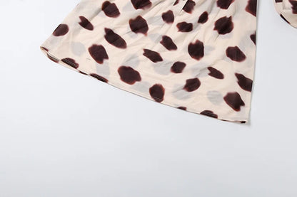 Music Festival Silk Scarf Strap Patchwork Dress Women Sexy Single-Breasted Full Sleeve Polka Dot Print Hottie Bodycon