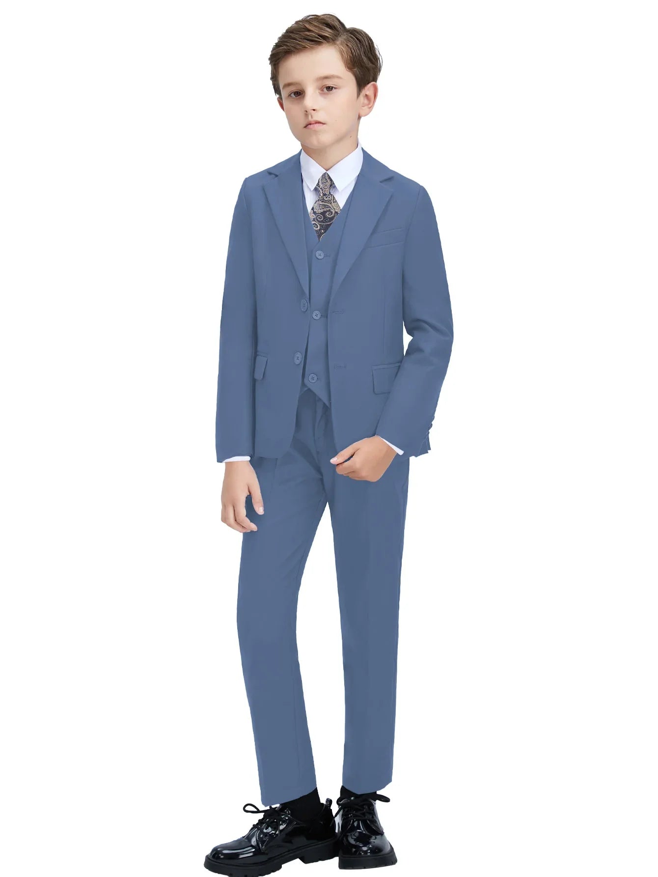 Boys Suits 4-Piece Jacket Vest Pants Tie Random Teen Dress Wedding Performance Prom Formalwear Classic Slim Elegant Age 2-16Y