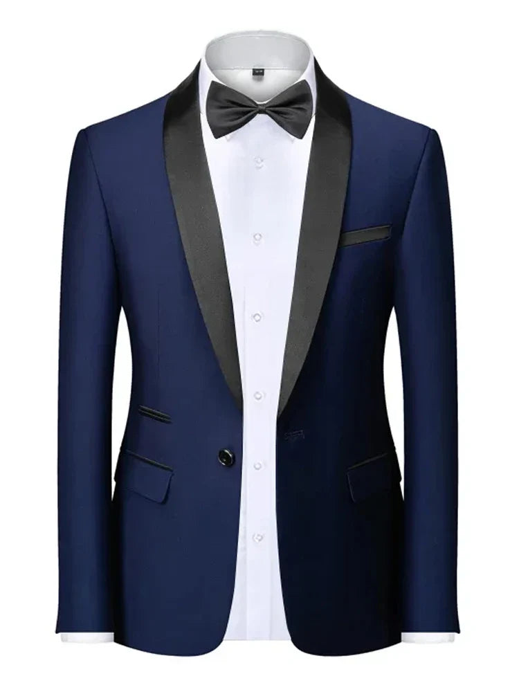 Mens Blazer Slim Fit Suit Jacket 1 Button Velvet Shawl Collar Wedding Formal Suit Jacket