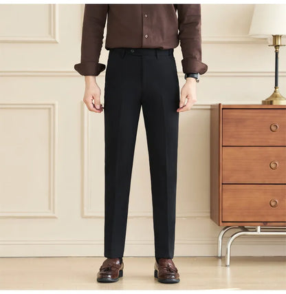 New Lnvisible Elastic Waist Design Men Business Casual Trousers High Quality Solid Slim Fit Office Social Fashion Suit Pants