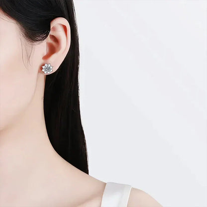 0.5ct Moissanite Stud Earrings For Women 925 Sterling Silver with White Gold Plated Diamond  Ear Studs Wedding Jewelry