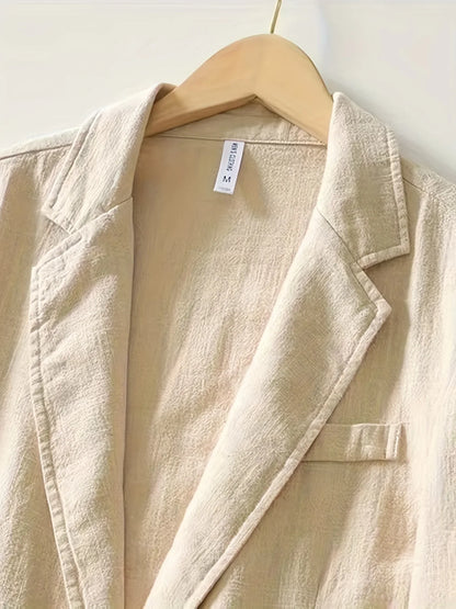 Men's Casual Suit Single-layer Jacket Solid Color Cotton And Linen Casual Fashion Men's Top