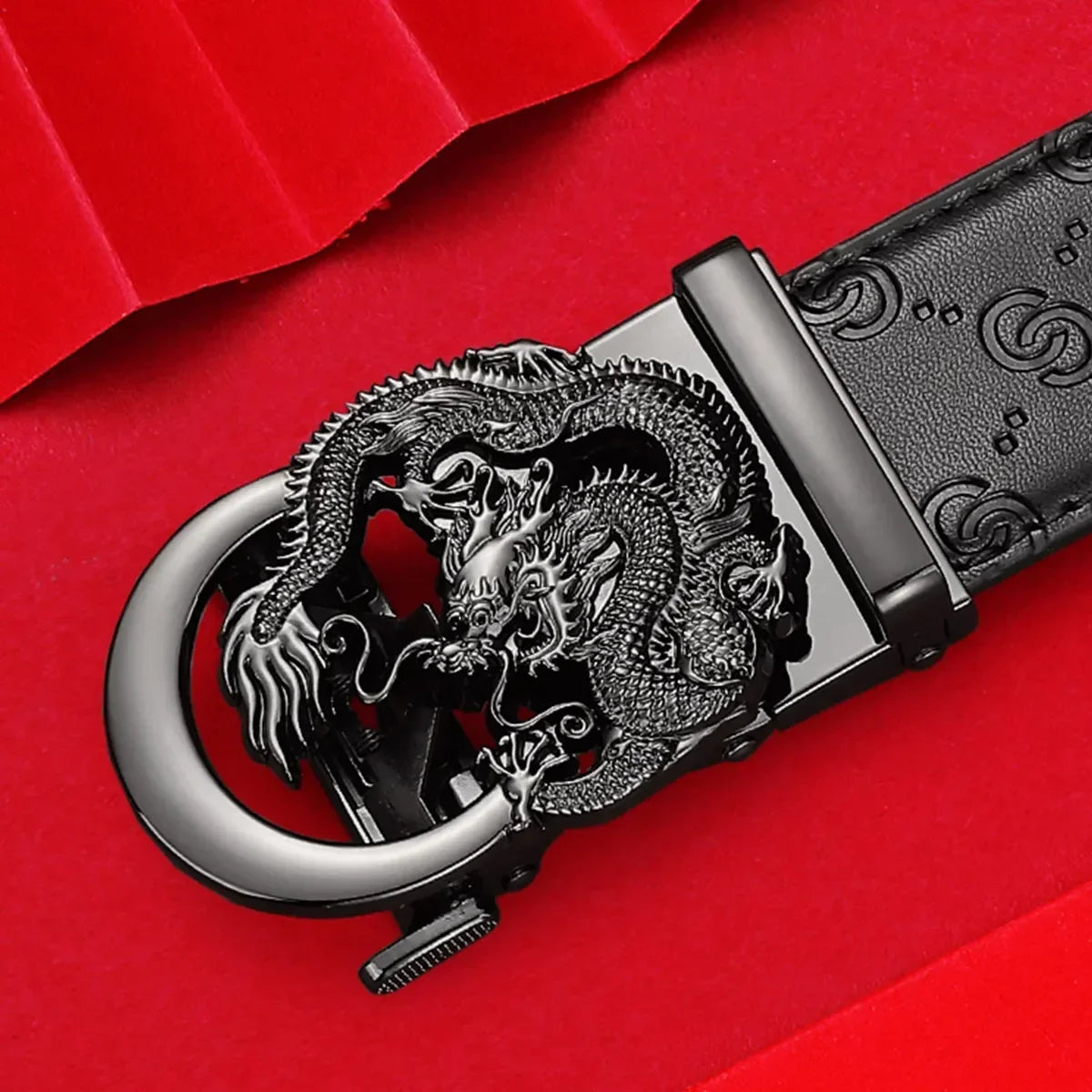 Men's Genuine Leather Belt - Adjustable Automatic Ratchet Buckle for Business Suits, Casual Wear & Everyday Office Style