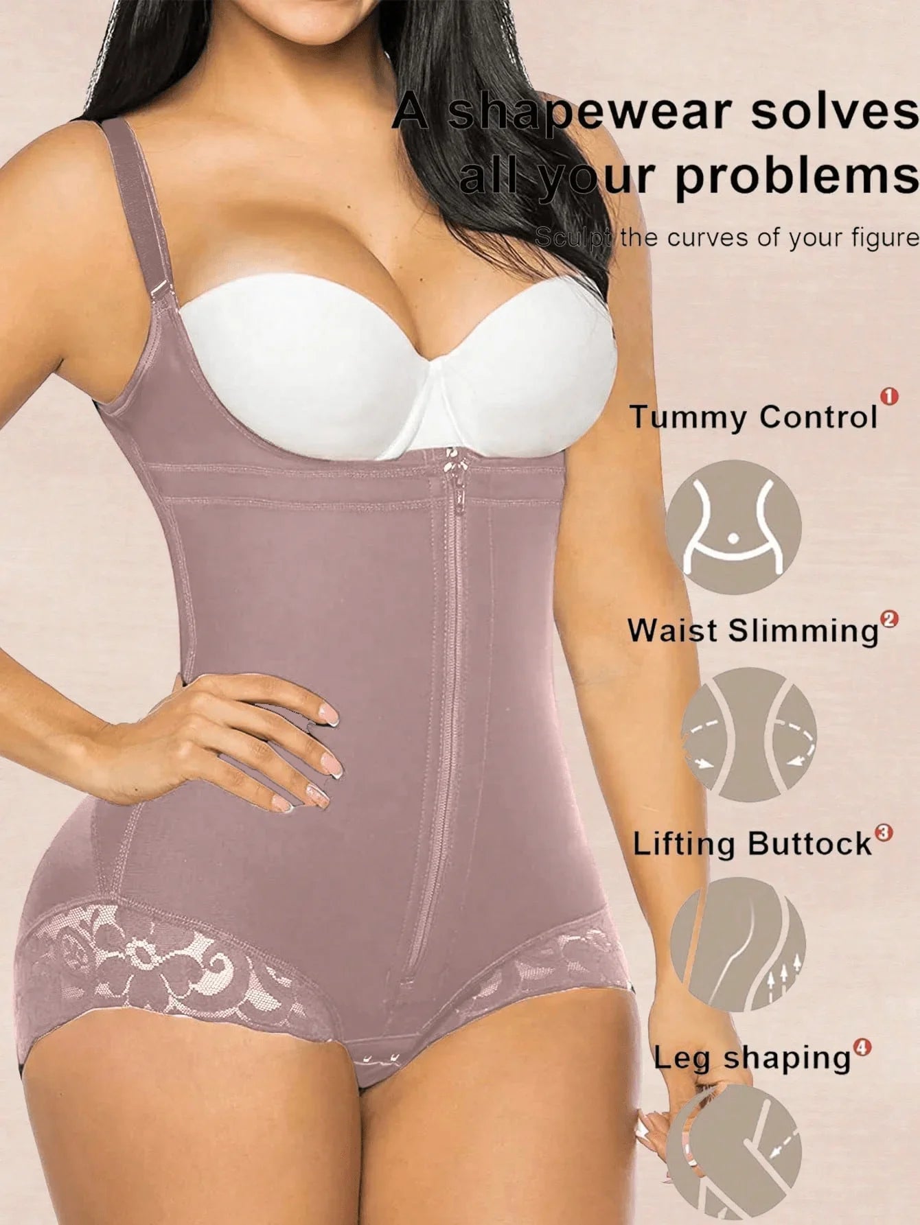 1 Pc Shapewear For Women Tummy Control Fajas Colombianas Body Shaper Zipper Open Bust Bodysuit