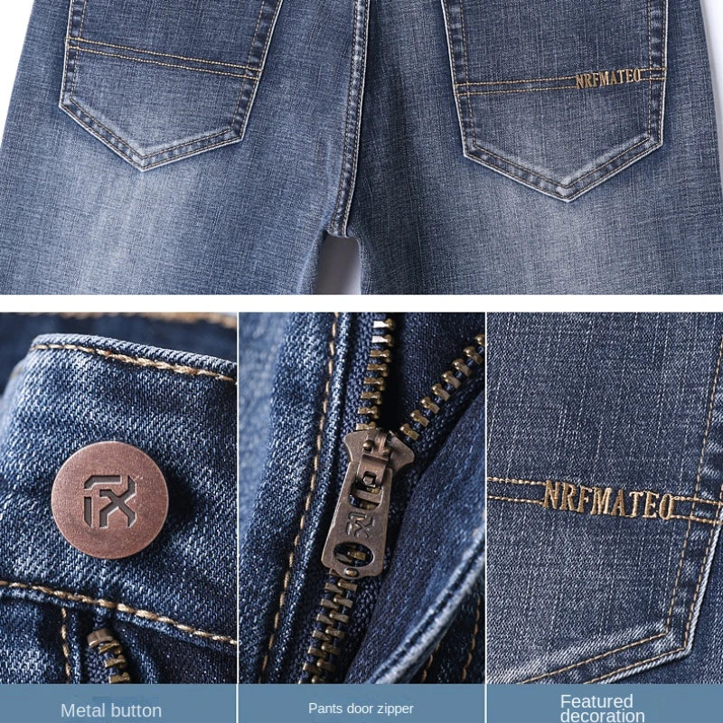 New Spring Summer Plus Size 40 42 44 Men Straight Loose Jeans Business Fashion Denim Stretch Pants Male Brand Trousers