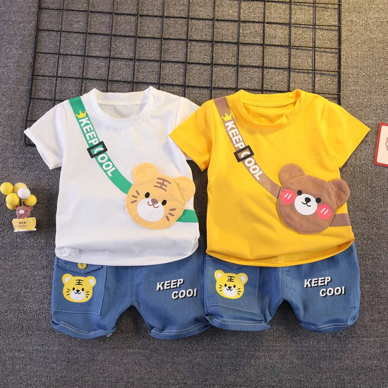 0-5Years New Baby Boys Girls Summer Clothes Sets Kids Cartoon Cotton T Shirt Shorts 2pcs/sets Children Clothing Tracksuits Set