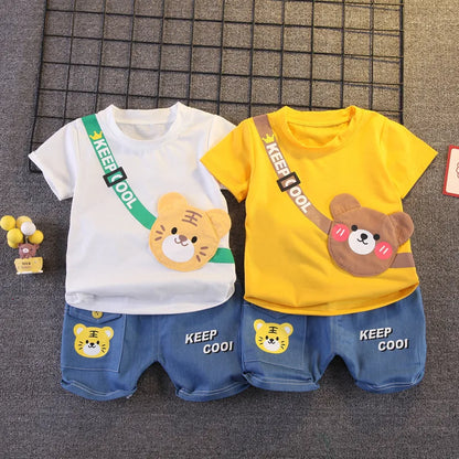 0-5Years New Baby Boys Girls Summer Clothes Sets Kids Cartoon Cotton T Shirt Shorts 2pcs/sets Children Clothing Tracksuits Set
