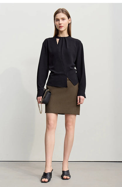 Mini Skirt 2026 Spring New Elegant Commuter Versatile Short Skirt A-Line Color-blocking Splicing Women's Clothing 12621021