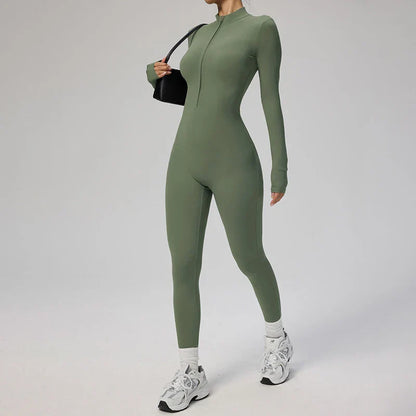 Zipper Jumpsuit Women Quick Dry Clothing Sportswear Woman Gym Yoga Sport Sets Spandex Nylon Workout Sets Women Tracksuit