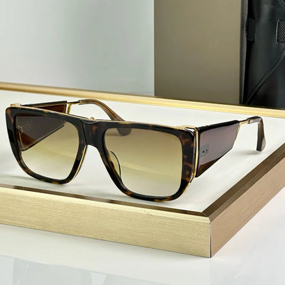 Luxury Big Squre Sunglasses with Side Shields for Men Women Acetate Top Quality Vintage Street Fashion UV400 Alloy with Case