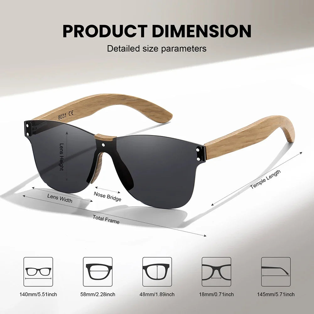 Eco-Friendly Retro Oak Sunglasses UV400 Wooden Sunglasses for Men and Women Universal Fashion Anti-Blue Lens 8031