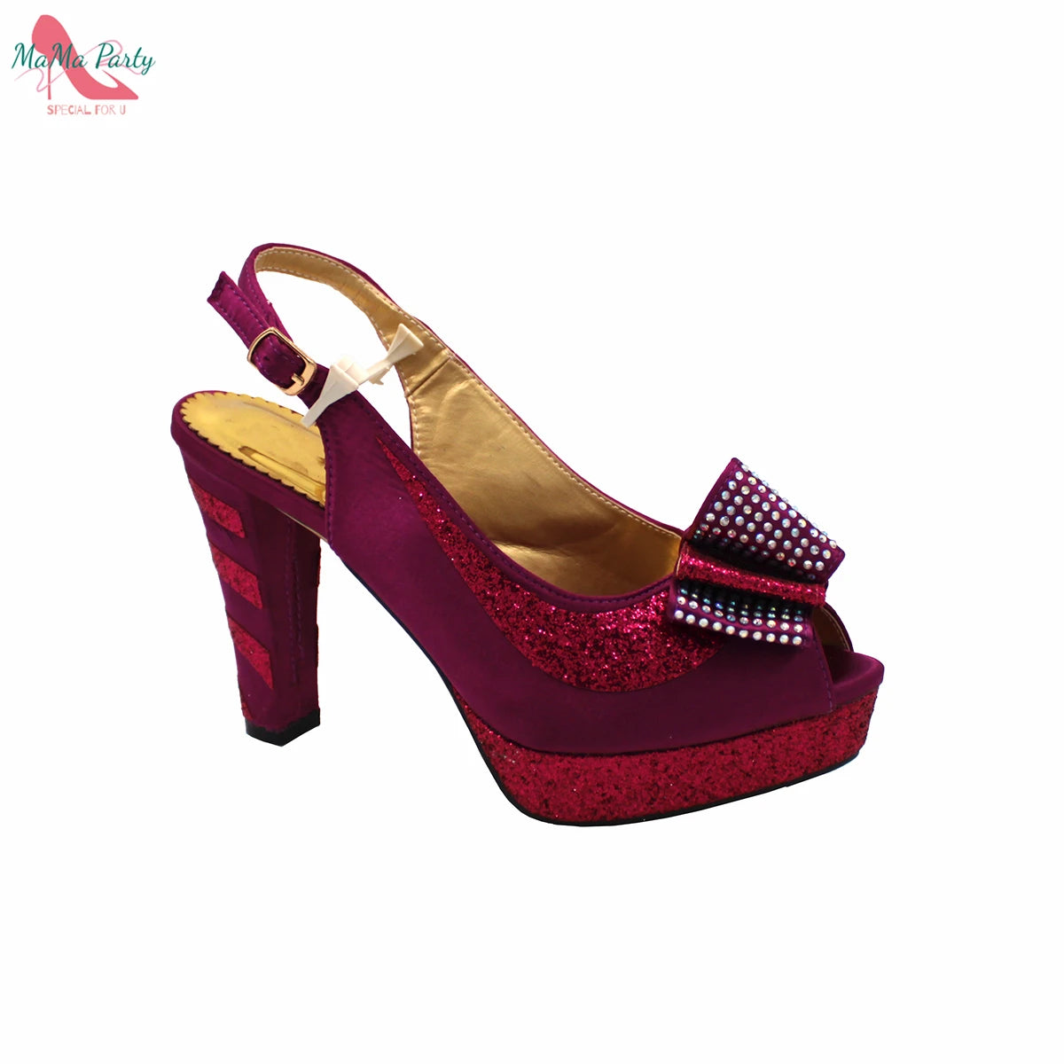 2025 Red Elegant Style Italian Women Shoes Matching Hand Bag Set  Slingbacks Sandals with Platform for Party