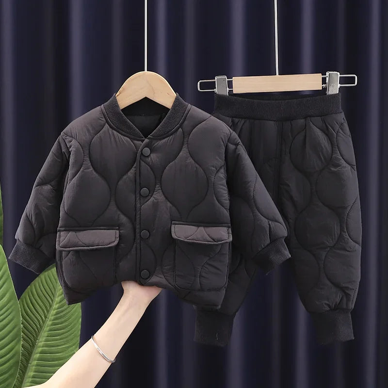 New Winter Baby Clothes Set Children Boys Thick Cotton Jacket Pants 2Pcs/Sets Infant Girls Clothing Toddler Coat Kids Tracksuits
