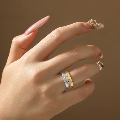 May New Two-Tone Wave Rings for Women Men S925 Silver Interlocking Moissanite Ring Trendy Statement Party Jewelry Gifts