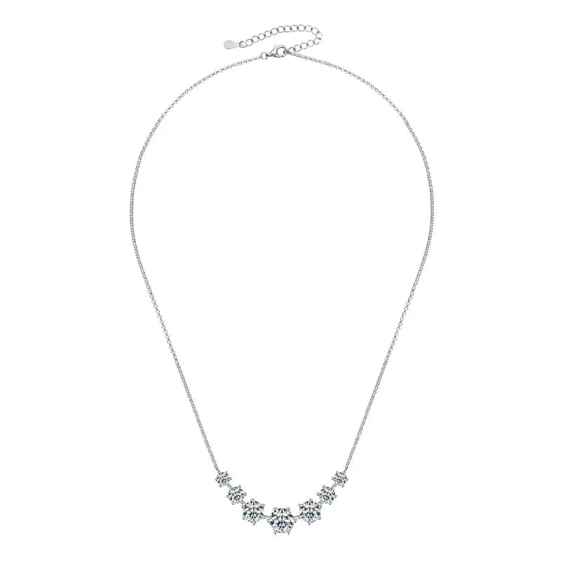 Round Cut Moissanite Smiley Curve Pendant Necklace Chains for Women Real 925 Sterling Silver Wedding Fine Jewelry Gifts